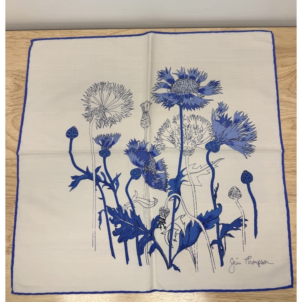 Vintage Jim Thompson Blue Cornflower Cloth Napkins Set of 10 Floral Thai #30